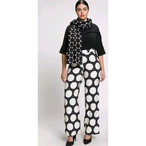 Ulla Popken Grand Polka Dot Elastic Waist Wide Leg Stretch Pants Size‎ 26 NWT